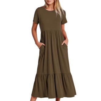 Generic Summer Dresses for Women UK red, Women Dresses for Party, Womens Summer Dresses for Older Women Holidays 3 Quarter Sleeve, Dresses for Women UK Muslim
