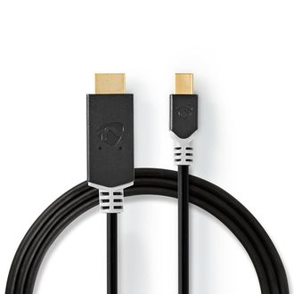 Nedis Cable Mini Displayport Displayport 14 Mini Displayport Hane Contacto Hdmi 48 Gbps Guldplaterad 200 Metros Redondo Pvc Antracita Manga De Plastico