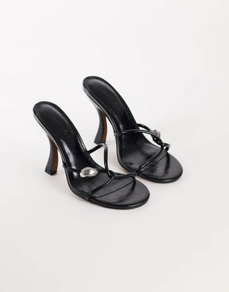 Topshop sandalo con tacco alto e fascette Olivia con dettaglio sferico nero