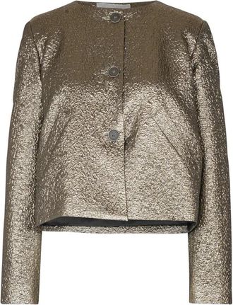 8pm 8Pm, Jassen, Dames, Geel, M, Polyester, Giacca in lam&egrave; dorato effetto stropicciato