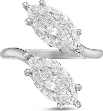Diana M. Jewels 14kt White Gold 3.00 Cts tw 2 Stone Marquise Lab Grown Diamond Ring