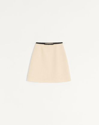 Valentino Plain Wool Tweed Skirt Wo