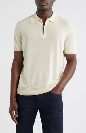 BOSS Jiovanotto Quarter Zip Polo in Open White at Nordstrom Rack, Size Xx-Large