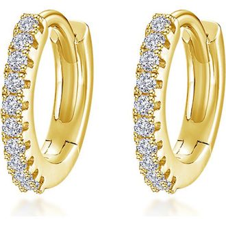 Lafonn Pav&eacute; Simulated Diamond Huggie Hoop Earrings in Gold at Nordstrom