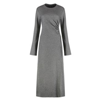 Max Mara Kleedjes, Dames, Grijs, M, Polyester, Elegante Grijze Viscose Ruffle Jurk