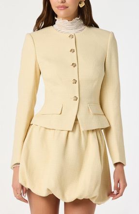 ASTR the Label Tweed Fitted Blazer in Yellow at Nordstrom, Size X-Large