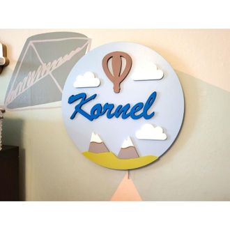 OEM L&aacute;mpara De Noche Con Nombre, Motivo De Monta&ntilde;a Con Globo