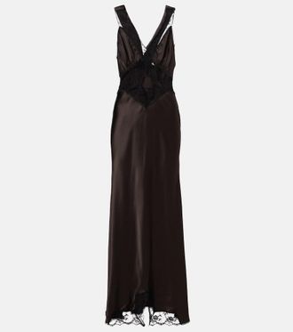 Sir. Lace-trimmed silk maxi dress