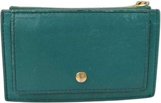 Bottega Veneta Intrecciato Green Leather Coin Purse/Coin Case (Pre-Owned)
