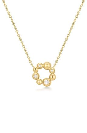 Ania Haie Cubic Zirconia Beaded Circle Pendant Necklace in Shiny Gold at Nordstrom