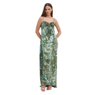Sandro Ferrone Maxi Jurk - Dames - Jurken - Groen - Maat: M Poliester