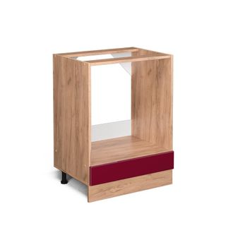 Vicco Armario Para Horno Empotrado R-line, Rojo Burdeos Alto Brillo, 60 Cm Sin Encimera Vicco