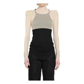 Rick Owens Long Sleeve Tops, female, Beige, Size: S Temple Helm Top