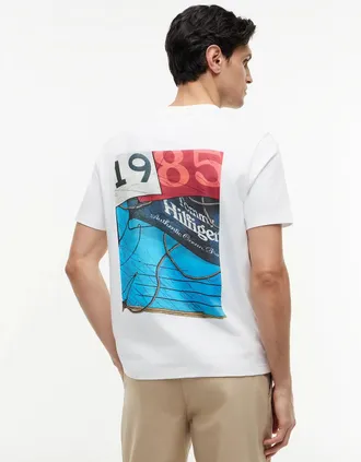 Tommy Hilfiger Mens Tommy Hilfiger Nautical Back Photo Mens T-Shirt - White - Size: 42