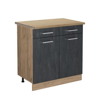 Vicco Mueble Bajo De Cocina R-line, Hormig&oacute;n Negro, 80 Cm Et Roble