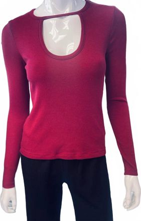 bobi Womens Front Keyhole Tee In Cherry
