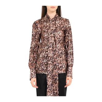 Actualee Shirts, female, Multicolor, XS, Animal Print Sequin Shirt