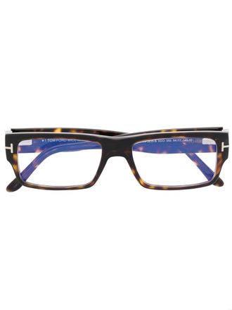Tom Ford Eyewear Occhiali rettangolari tartarugati - Marrone