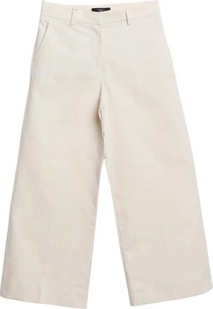 Max Mara Katoenen en linnen canvas broek - Dames - Wijde Broeken - Beige - S - Katoen - Broeken