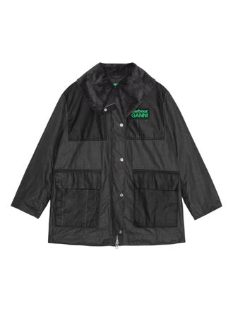 Ganni x Barbour corduroy-collar pocket coat - women - Fabric - 42 - Black