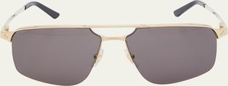 Cartier Mens Square Rimless Metal Sunglasses