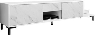 Mirjan24 Mueble Tv Charlotte 157, Blanco + M&aacute;rmol Blanco, N&uacute;mero De Puertas: 3, N&uacute;mero De Cajones: 0, 195x48x40cm
