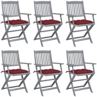 vidaXL Sillas De Jard&iacute;n Plegables 6 Uds Cojines Madera Maciza Acacia Vidaxl