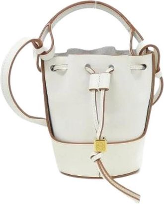 Loewe Pre-owned Balloon Bag Nano Kalfsleren Schoudertas - Dames - Vintage Tas - Wit - ONE Size - Leer - Vintage