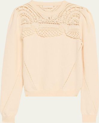 Ulla Johnson Lucette Openwork Crewneck Sweater
