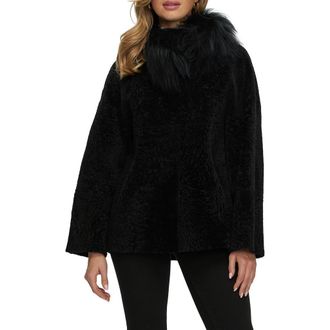 Gorski Reversible Genuine Shearling Jacket with Genuine Shearling Collar in Black at Nordstrom, Size X-Small