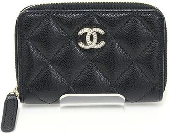 Chanel Matelasse Black Grained Calfskin Metal Coin Purse/Coin Case (Pre-Owned)