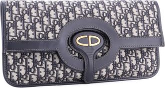 Dior Clutch Fold Over Oblique in tela - Blu