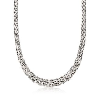 Ross-Simons Sterling Silver Graduated Wheat-Link Necklace