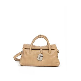Zanellato Tassen, Dames, Beige, ONE Size, Leer, Dotta Pliss&eacute; Kleine Tas met Handvat