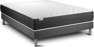 VITALIT Somier gris + colchón con muelles ensacados 180 x 200