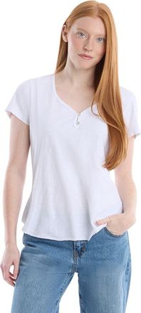 Wilt V-Neck Henley Short Sleeve Tee in White at Nordstrom, Size X-Small