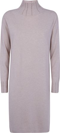 Fabiana Filippi Dress Wool Silk Cashmere Platinum Turtle Neck Knit Dr