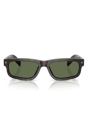 Prada 57mm Polarized Rectangular Sunglasses in Brown Tortoise at Nordstrom