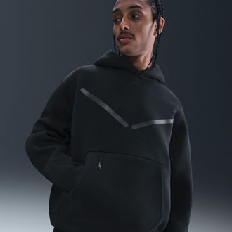 Nike Mens Tech Pullover Hoodie with Reflective Accents in Black | HV1342-010