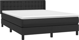 vidaXL Vidaxl - Cama Box Spring Con Colch&oacute;n Cuero Sint&eacute;tico Negro 140x190 Cm