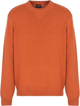 A|X Armani Exchange Oranje Trui met Ronde Hals - Heren - Ronde hals truien - Bruin - XL - Katoen - Truien & Vesten