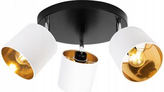 OEM L&aacute;mpara De Techo Gama, &Aacute;ngulo De Luz Regulable, 3 Bombillas E27, Blanco, Centro Dorado