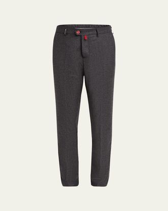 Kiton Mens Mini Houndstooth Wool-Cashmere Pants