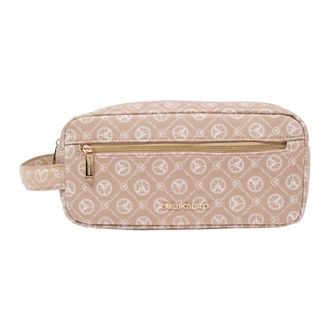 Carlo Colucci Cosmetische tas - Dames - Toilettassen - Beige - ONE Size - Leer - Tassen