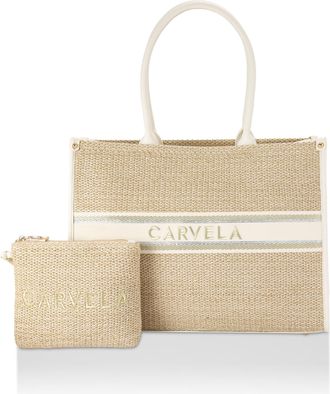 Carvela Womens Beach Glam Tote Bag - Beige Fabric - One Size