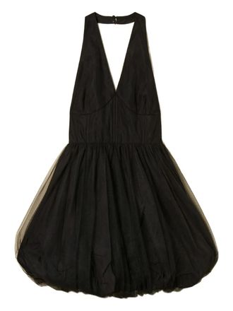 Twin-Set halter-neck tulle mini dress - women - Polyester - 44 - Black