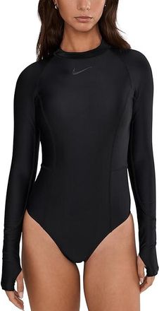 Nike Hydralock Fusion Long Sleeve One Piece Womens Swimsuits One Piece Black : XL, Polyester/Spandex