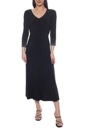 Tash And Sophie Beaded V-Neck Dress in Black/Silver at Nordstrom Rack, Size X-Large