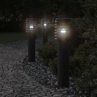 Berkfield Home Outdoor Floor Lamps 3pcs Black 60 cm Stainless Steel
