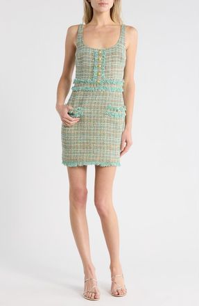 L'agence Valli Square Neck Sleeveless Tweed Minidress in Lagoon/Lt Brown Tweed at Nordstrom Rack, Size 18 (Similar To 18W-20W)